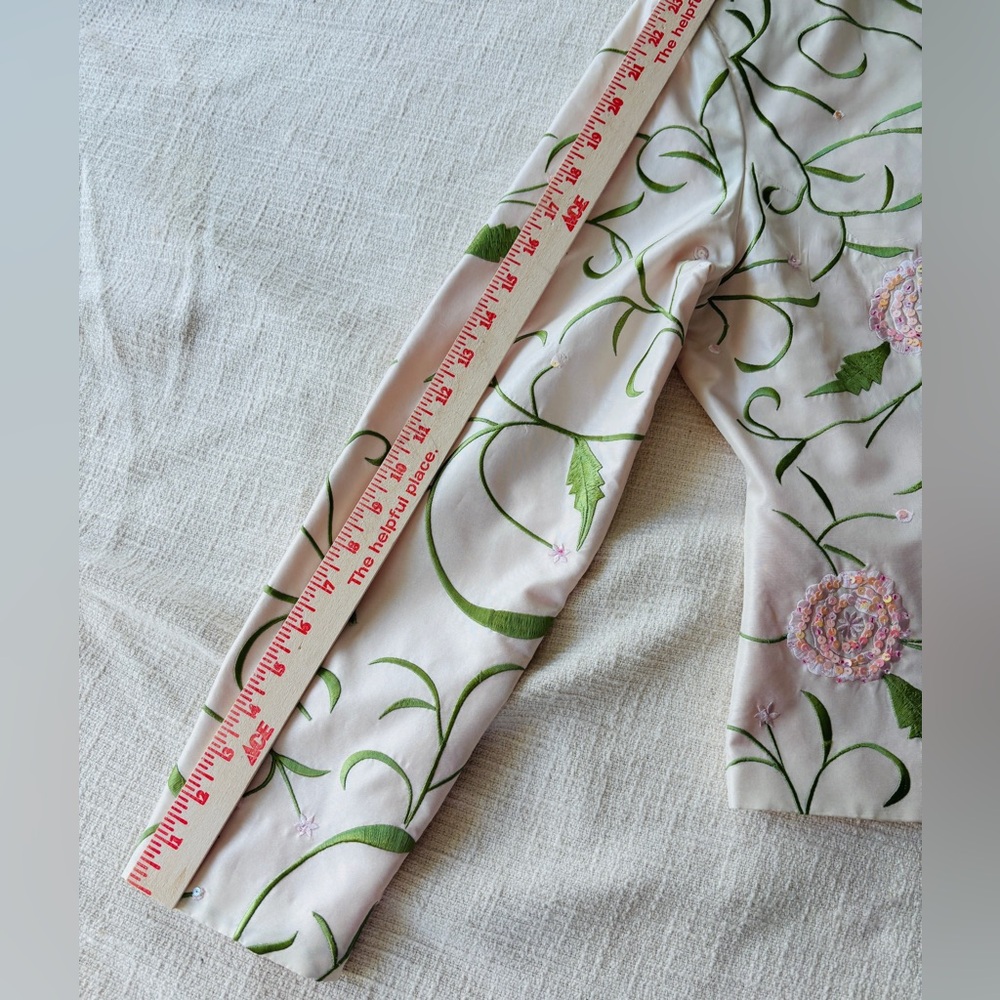 MSK Easter/Spring 100% Silk Floral White Jacket w/ Pink Lining Women’s Medium - Picture 11 of 11